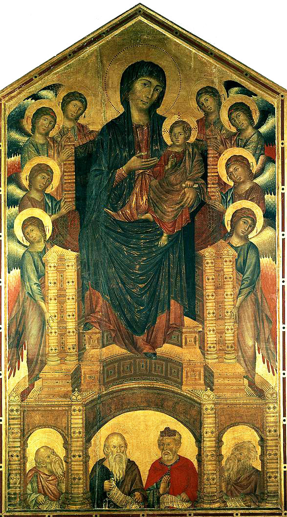 Чимабуэ, Мадонна с Младенцем на троне в окружении Ангелов и пророков, 1285