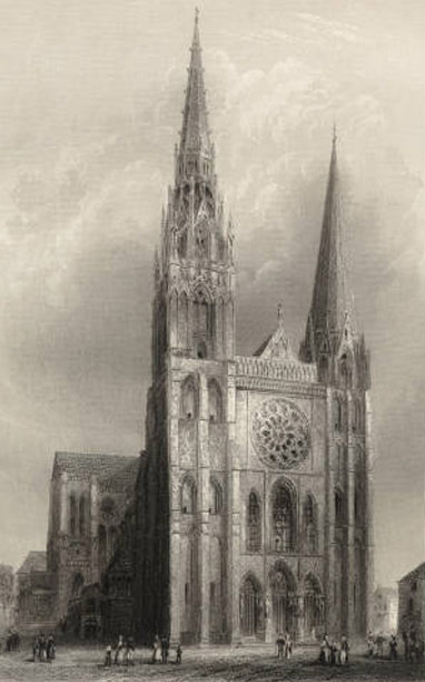 Кафедральный собор Нотр-Дам, Шартр, гравюра,1836